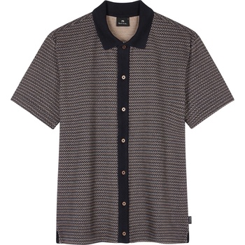 PS Paul Smith Риза с къс ръкав PS Paul Smith Men's Button Front Short Sleeve Patterned Shirt - Blue 49