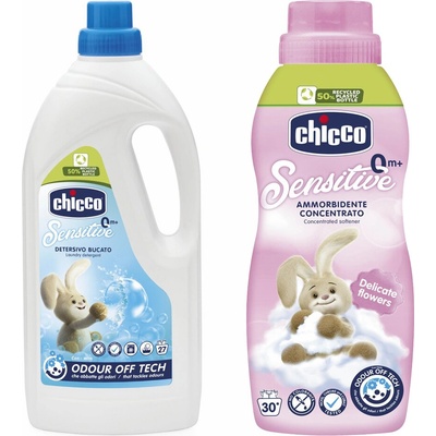 Chicco Sensitive prací prostředek dětský 1,5 l + Aviváž Květinové objetí 750 ml
