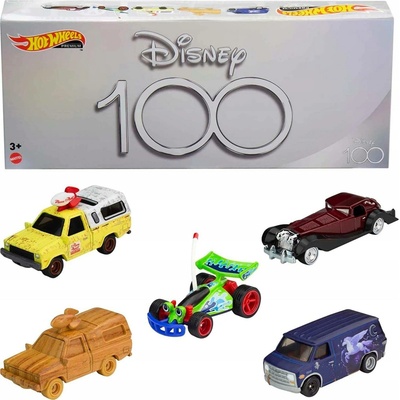 DISNEY HOT WHEELS PREMIUM 100 let Disneyho sada 5 autíček v měřítku 1:64