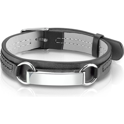 Šperky4U černý kožený s ocelovou destičkou NR1214-K