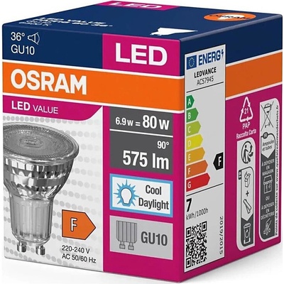 Osram LED žárovka VALUE 6,9 W PAR16 80 36° studená bílá
