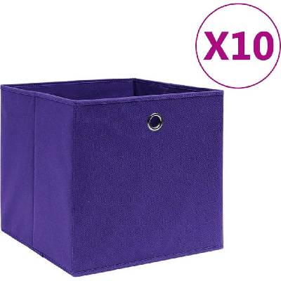 vidaXL Úložné boxy 10 ks netkaná textilie 28 x 28 x 28 cm fialová