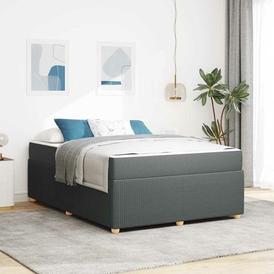 zahrada-XL 3398406 Rám postele s matrací s matrací Tmavě šedá textil