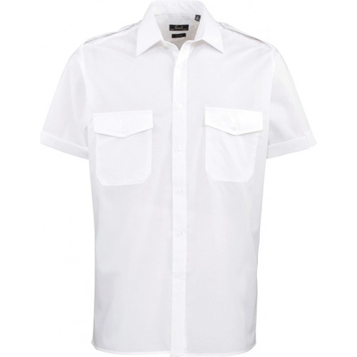 Premier Workwear pánska pilotná košeľa s krátkym rukávom PR212 white