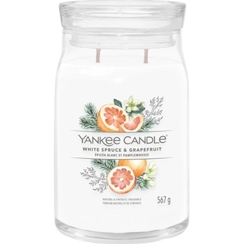 Yankee Candle White Spruce & Grapefruit подписана свещ голяма 567 гр