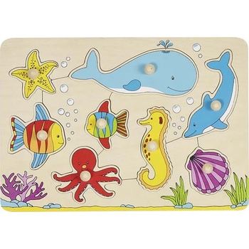Image 1 of Goki Дървен пъзел с дръжки Goki - Подводен свят (57953)