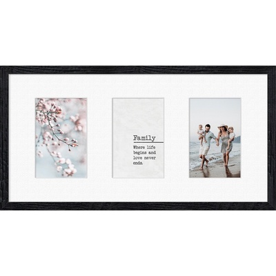 STYLER Рамка за 3 снимки Kyoto с бяло паспарту 23 x 46 см черна (RA-15136)