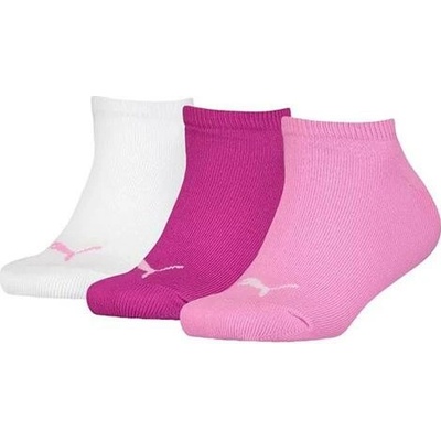 Puma dětské kotníkové ponožky Invisible 3P Invisible 3 páry bílé, růžové a fuchsiové .