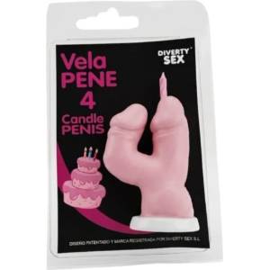  Свещ във формата на пенис, цифрата 4 - Penis Shape Candle Pink (D-246309)