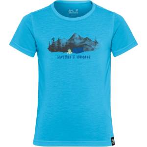Jack Wolfskin Детска спортна тениска Jack Wolfskin Kid's Hiking Graphic T-Shirt Sport shirt - Print Empire Blue - размер 176 (EU) (704-5895-0217)