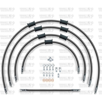 STANDARD Hadica prednej brzdy sada Venhill POWERHOSEPLUS KAW-5007F-BK (5hadic v sade) čiernej hadice, chrómové koncovky