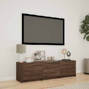 vidaXL TV шкаф с LED 140 x 34 x 40 см Кафяв дъб (3418707)