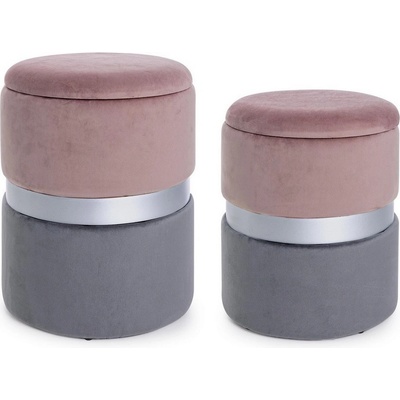 Bizzotto Polina РОЗОВО-СИВ КОМПЛЕКТ 2 ПУФА С КОНТЕЙНЕР (0720335)