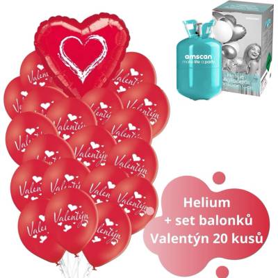 balonky.cz Helium 30 set srdíčko + balónky Valentýn