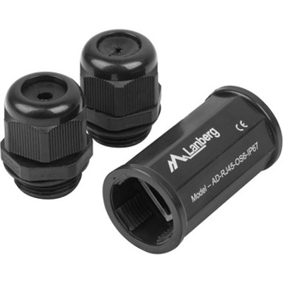 Lanberg Удължител /съединител/ за мрежа Lanberg AD-RJ45-OS6-IP67, от RJ-45(м) към RJ-45(ж), Cat 6, водоустойчив, черен (AD-RJ45-OS6-IP67)