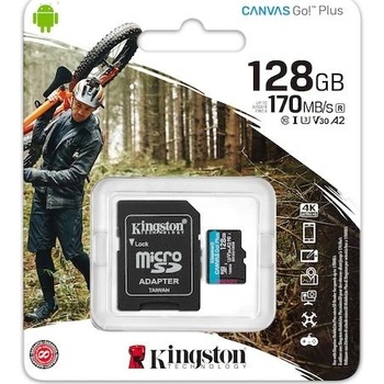Image 1 of Kingston microSDXC Canvas Go Plus 128GB C10/UHS-I/U3/A2 SDCG3/128GB