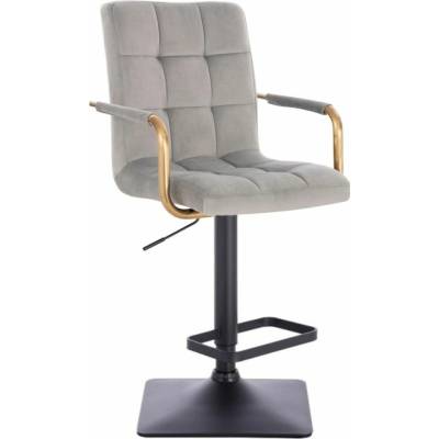 LuxuryForm Design Verona Gold Velur na čiernej hranatej podstave svetlo šedá