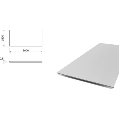 Hliníkový plech 1,5x3 m, tloušťka 2,5 mm (EN 1050)