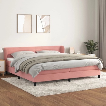 vidaXL Боксспринг легло с матрак, розово, 200x200 см, кадифе (3127576)