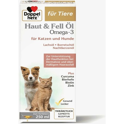 Doppelherz Haut & Fell Öl Omega-3 pro kočky a psy 250 ml