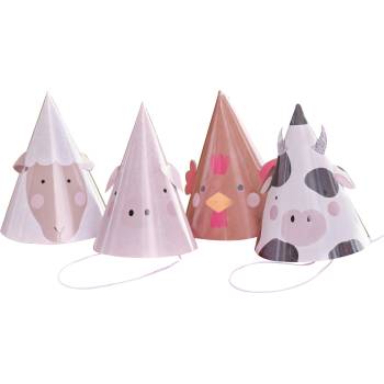 Ginger Ray Парти Шапки с Животни от Фермата (1 Пакет / 8 Бр. )