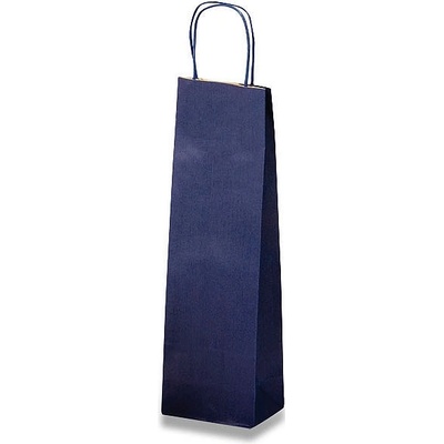 Papírová taška Allegra - 140 x 85 x 390 mm, na lahev, modrá