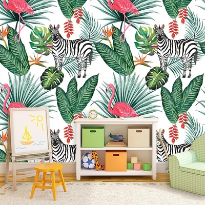 Sablio Tapeta Zebra a Plameniak, rozmery 336x220 cm