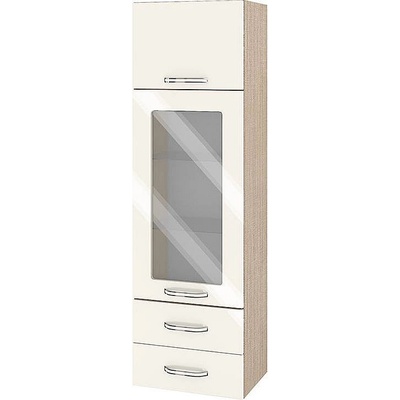 ИРИМ Горен колонен кухненски шкаф витрина Сити МФ-Крийм гланц-11-201 40 см