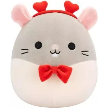 Jazwares Скуишмалоу: Ръсти сивото плъхче с папийонка и лента с сърце - 20 см (sqva01317)