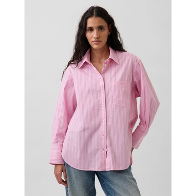 GAP Oversize popelínová košile s logem Big Shirt Růžová