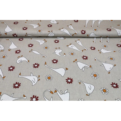 MADE IN ITALY Veľkonočná dekoračná látka Húsky, š. 140 cm Béžová Šírka 140 cm