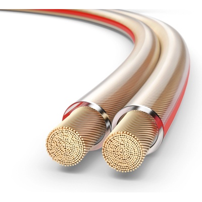 PureLink speaker cable OFC 2x4.00mm2 (0.20mm), 30.0m, transparent with red characteristic curve - SE-SP070-030