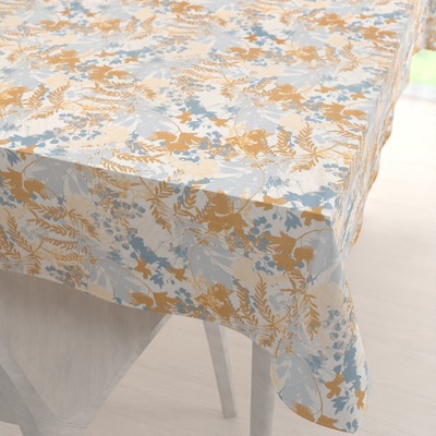 Biante Zamatový obdĺžnikový obrus Tamara TMR-043 Hnedo-modré designové rastliny 80x120 cm