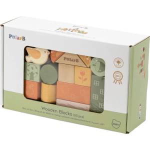 Viga Toys Дървен строител Viga Toys PolarB - Цветни блокчета, 50 части (44230)