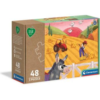 Clementoni - Puzzle 3x48 Play For Future: Animals - 40 - 99 piese