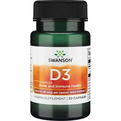 Swanson Vitamín D3 1000 IU 30 kapsúl