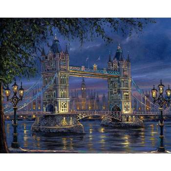 Norimpex - Puzzle Diamant painting: Tower Bridge at night 30x40cm - 1 - 39 piese