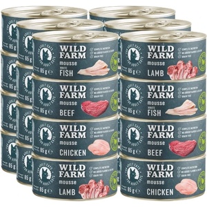 WILD FARM Mousse Mix с различни вкусове 24x85g - беззърнест мус за котки