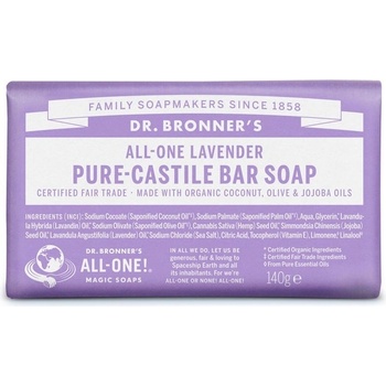 Dr Bronner's tuhé univerzálne bio mydlo ALL-ONE Lavender 140 g