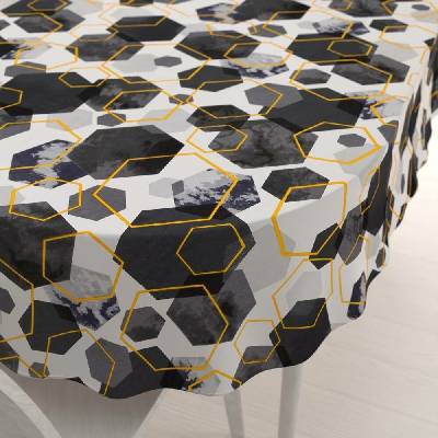 Biante bavlna oválný ubrus Sandra SA-568 Šedo-modrofialové mramorové hexagony na bílém 100x140 cm