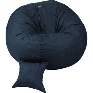 Pufrelax Комплект, Барбарон и декоративна възглавница, 600л. , King Size - Denim, Перящ се калъф, Трансформира се в легло, Пълнеж с микс от мемори пяна и дунапрен, Гама Premium