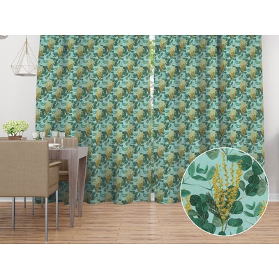 Biante Dekoračný záves PML-088 Eukalypty na mätovom 145x140 cm