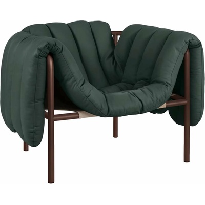 Hem Puffy Dark Green Leather / Chocolate Brown
