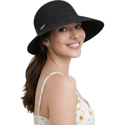 Seeberger Letní dámský nemačkavý černý klobouk cloche se zkrácenou krempou vzadu UV faktor 80 – Hledejceny.cz