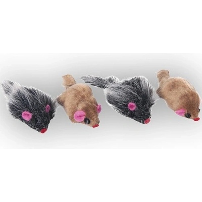 Myš Karlie tvrdá 4 kusy, 5 cm, šedohnědá