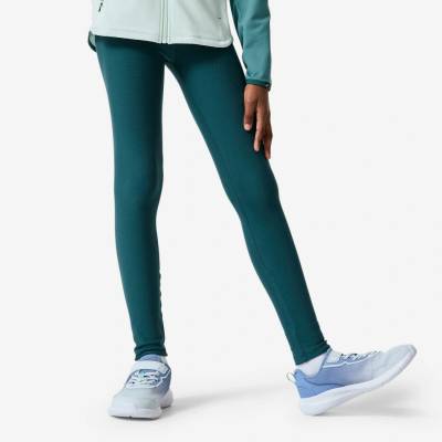 DECATHLON Dievčenské priedušné legíny s vysokým pásom zelené