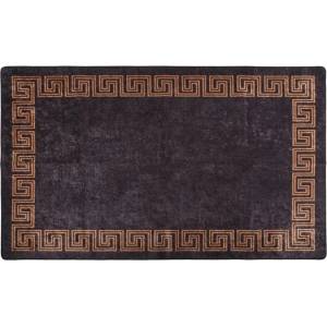  Перящ се килим, черно и златисто, 150x230 см, противоплъзгащ