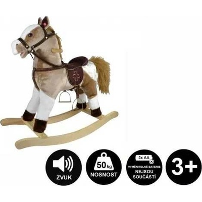 Teddies Kůň houpací světle hnědý plyš na baterie 71cm se zvukem a pohybem nosnost 50kg v krabici 62x56x19cm – Zboží Dáma