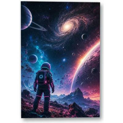 Plakát – Vesmírný cestovatel pod spirální galaxií Bez rámu Ano Bez rámu 90 × 135 cm