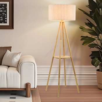 Brilagi - Подова лампа NORDIC WAVE 1xE27/15W/230V дърво/лен (BG2647)